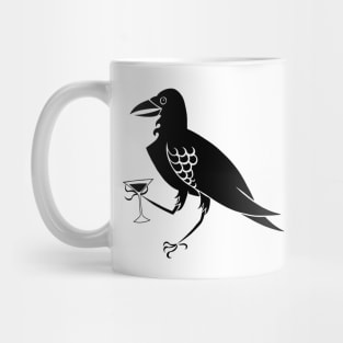 Raven Crow with Martini Glass goth witch Mug